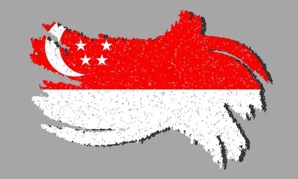 Bandera Grunge Singapur Bandera Singapur Con Sombra Sobre Fondo Aislado — Vector de stock
