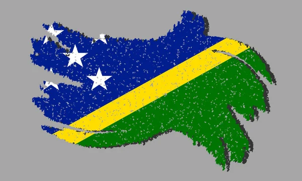 グランジソロモン諸島の旗 孤立した背景に影を持つソロモン諸島の旗 ベクトルイラスト — ストックベクタ