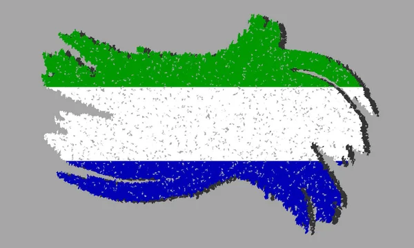 シエラレオネグランジフラグ 孤立した背景に影を持つシエラレオネフラグ ベクトルイラスト — ストックベクタ