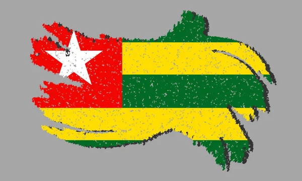 Togo Grunge Vlag Togo Vlag Met Schaduw Geïsoleerde Achtergrond Vector — Stockvector