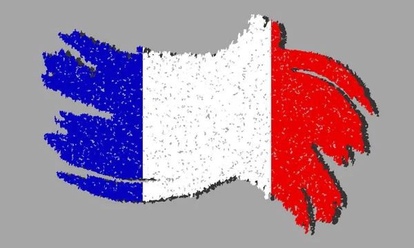 Grunge Bandera Francia Bandera Francia Con Sombra Sobre Fondo Aislado — Archivo Imágenes Vectoriales