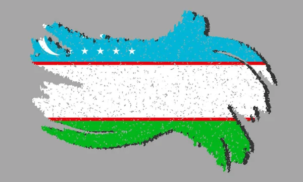 Bandeira Grunge Usbequistão Bandeira Usbequistão Com Sombra Fundo Isolado Ilustração — Vetor de Stock