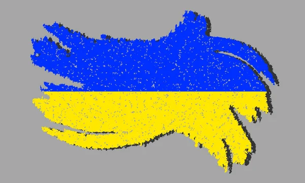 Grunge Flag Ukraine Ucraina Bandiera Con Ombra Sfondo Isolato Illustrazione — Vettoriale Stock