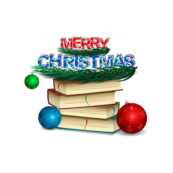 Merry Christmas Christmas Card Template Book Christmas Tree Toy Christmas — 스톡 벡터