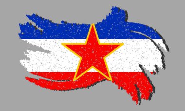 Yugoslavya bayrağı, Yugoslavya bayrağı izole arka planda gölgesi, vektör illüstrasyonu