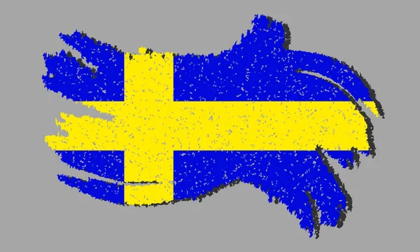 Grunge Zweedse Vlag Zweedse Vlag Met Schaduw Geïsoleerde Achtergrond Vectorillustratie — Stockvector
