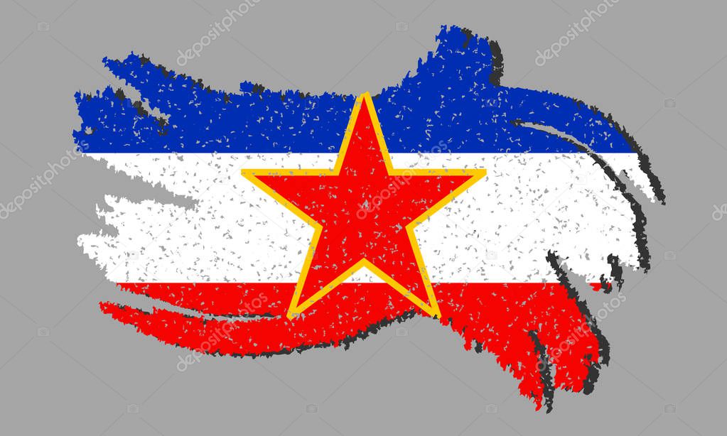 Flag of Yugoslavia grunge, flag of Yugoslavia with shadow on isolated background, vector illustration