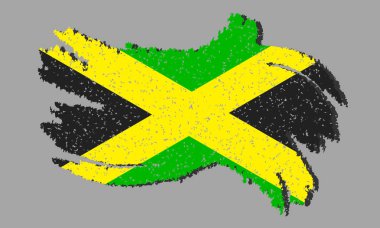 Grunge Jamaika bayrağı, Jamaika bayrağı izole arka planda gölgesi, vektör illüstrasyonu