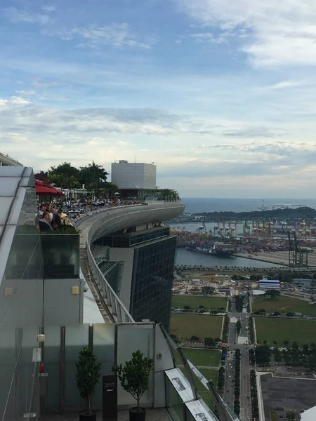 Singapur 2016 Srpen Pohled Nekonečný Bazén Marina Bay Sands Pozorování — Stock fotografie