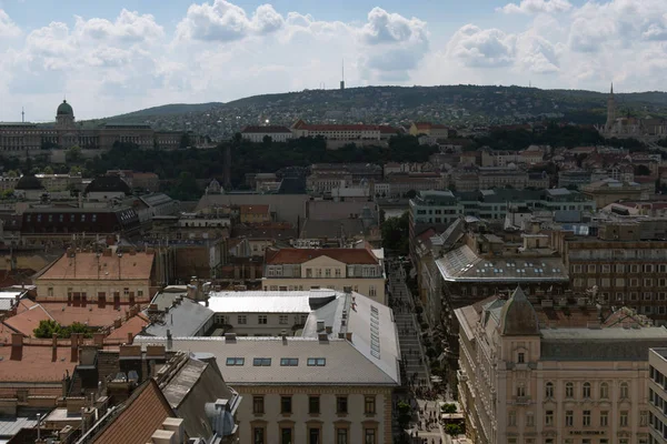 Воздушный Будапешт Пешт Сайт Центра Города Буда Замок Заднем Плане — стоковое фото