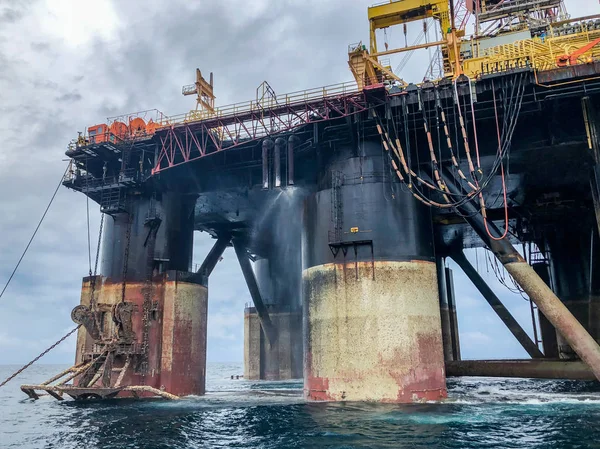 Vista Semissubmersível Plataforma Perfuração Navio Tripulação Rig Deballasted Para Que — Fotografia de Stock