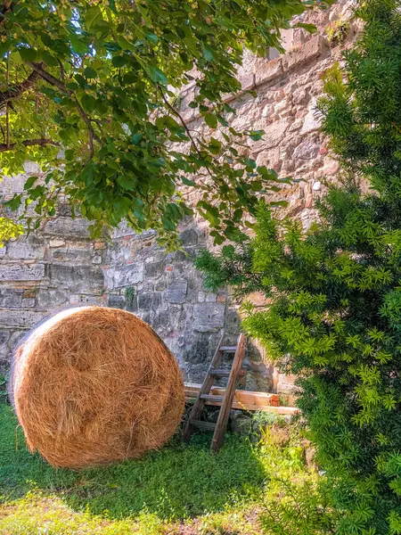 Roll Hey Courtyard Old Building Close Stone Wall — Stock Photo, Image