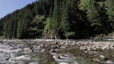 Norveç'te hızlı dağ nehir manzarası