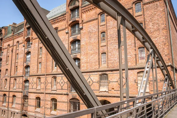 Vista Sobre Canal Distrito Speicherstadt Armazém Hamburgo Alemanha — Fotografia de Stock