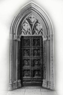 Gotik mimari tarzı Ortaçağ giriş kapısı. İçin stilize