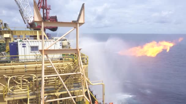 Operación Prueba Pozos Quema Una Plataforma Perforación Petróleo Gas — Vídeos de Stock
