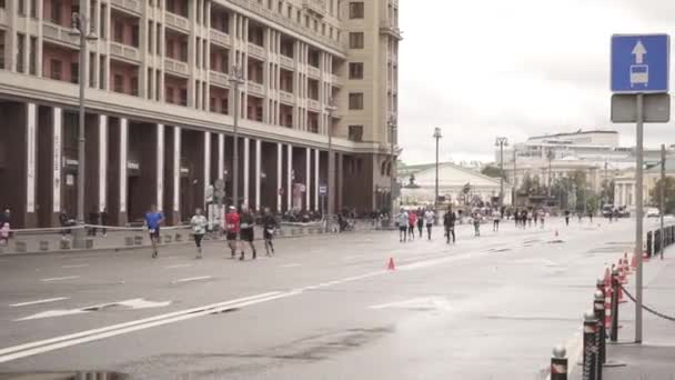Personnes Participant Marathon Ville Dans Centre Moscou — Video
