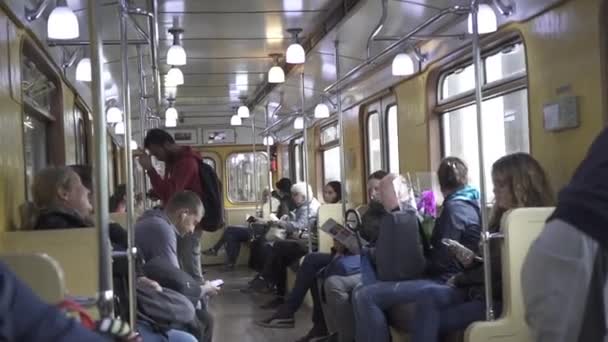 Moscow Rusya Federasyonu Eylül 2018 Vintage Metro Vagonu Hizmet Rus — Stok video