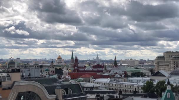 Blick Auf Den Moskauer Kreml Und Viele Orthodoxe Kirchen Und — Stockvideo