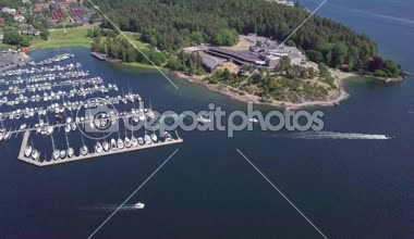 Yaz aylarında Oslo fiyort marina üzerinde hava uçuş