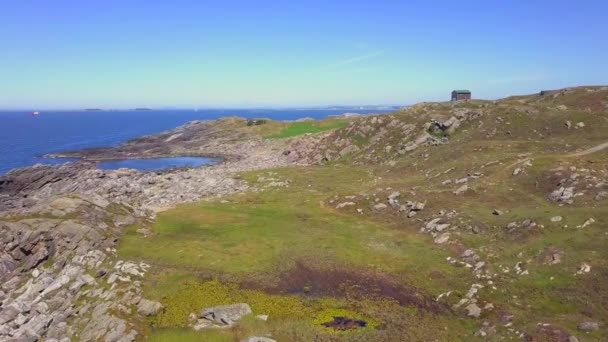 Aerial Rocky North Sea Coast Close Stavanger Norway — Stock Video