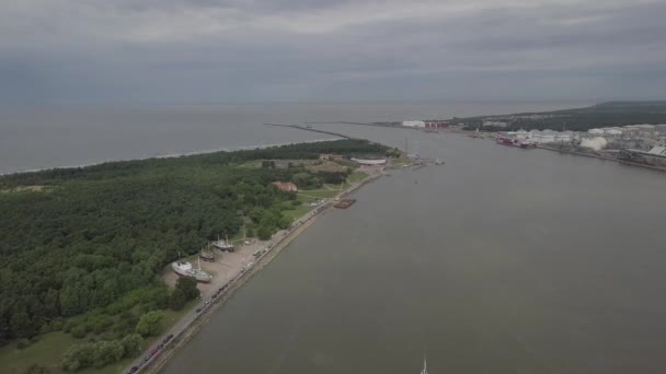 Kikötő Bejáratánál Kikötő Légi Táj Klaipeda Litvánia — Stock videók