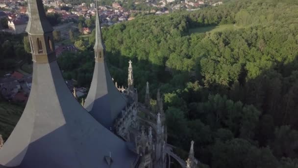 Aereo Dettagli Architettura Della Chiesa Santa Barbara Kutna Hora Medievale — Video Stock