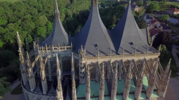 Luchtfoto Van Sint Barbara Kerk Middeleeuwse Oude Stad Van Koena — Stockvideo
