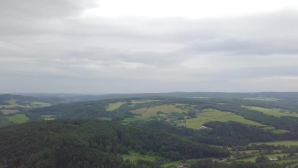 Aerial Moravian Countryside Landscape Panoramic Shot Flight Hills Forest — Stock Video