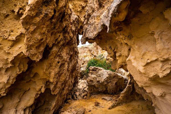 Sand stone canyon. Avakas Gorge in Paphos district Cyprus