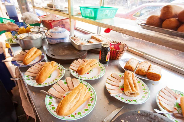 Local Restaurant Baguette French Bread Local Breakfast Khmer People Koh — Stock Photo, Image