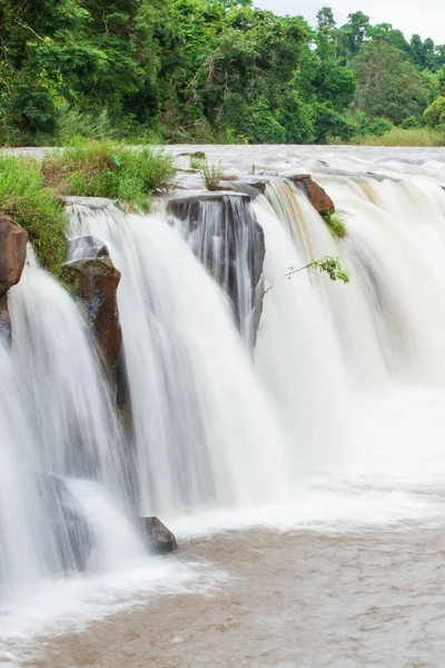 Cachoeira suavemente na manhã da chuva . — Fotografia de Stock