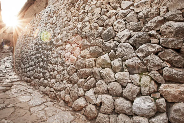 Textura Antiga Parede Pedra Chengzi Village Yunnan China Meridional Pôr — Fotografia de Stock