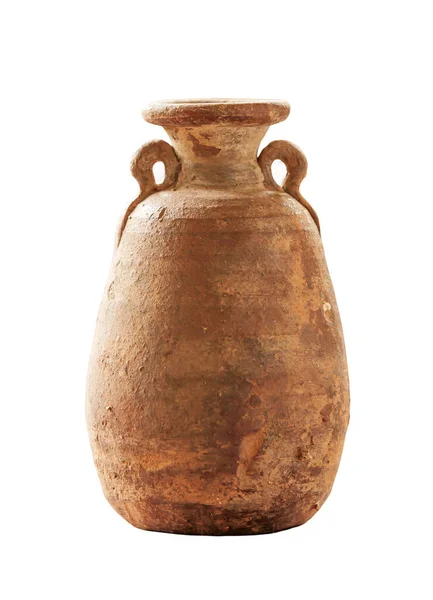 Forntida Kinesisk Keramik Burk Isolerad Vit Bakgrund Med Klippning Väg — Stockfoto