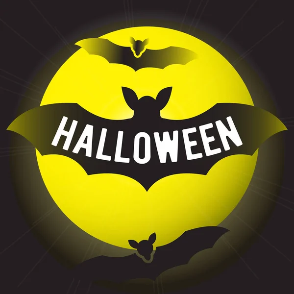 Background Moon Bats Inscription Halloween — Stock Vector