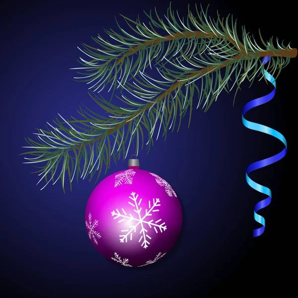 Ялинова гілка з різдвяною кулькою — стоковий вектор