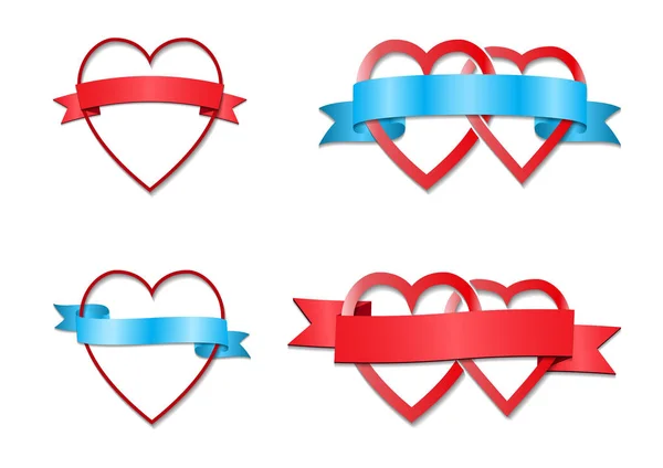 Hearts tied by ribbon — Stock Vector