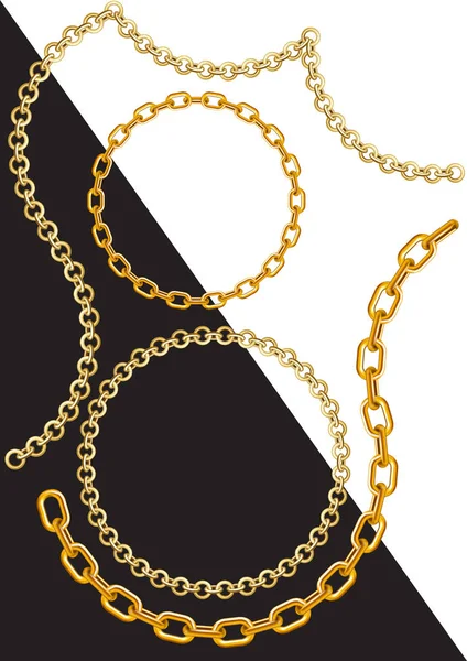 Gold chains in different forms — Stock Vector