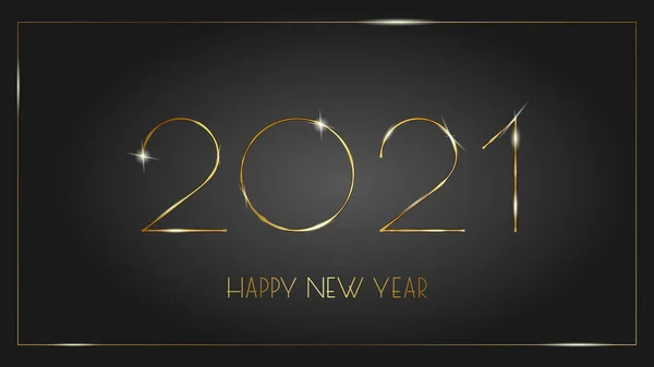 Luxurious 2021 Happy New Year elegant design bounded by an elegant golden frame. — Stock Vector