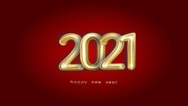 喜庆的深红色背景上金色金属编号2021的假日矢量图解 — 图库矢量图片