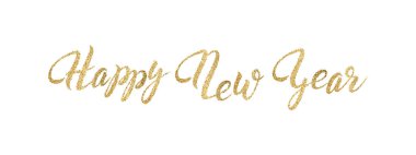 Yeni yılın kutlu olsun. Beyaz arka planda izole edilmiş el yazısı..