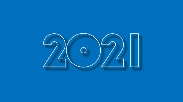 Happy New 2021 Year.The outer shadow of the contour numbers falls on the blue background. — Stock Vector