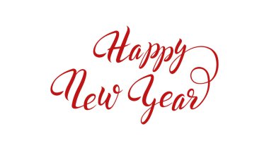 Mutlu yeni yıl el yazmaları beyaz arka planda izole edilmiş..