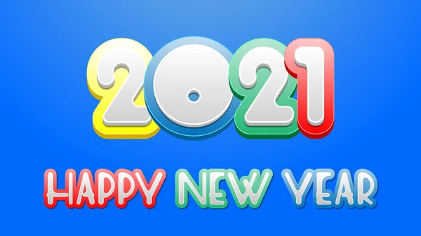 喜庆的节日贺卡2021年新年快乐善良 孩子气 多彩的字体 艺术的文字和数字 — 图库矢量图片