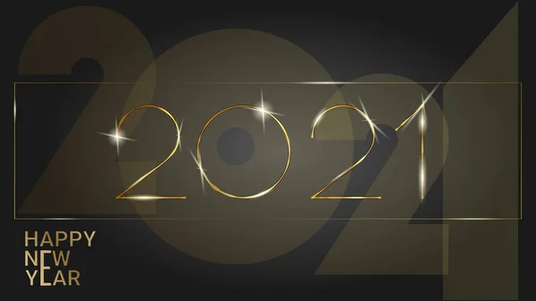 2021年新年快乐 金色矢量 华丽的文字2021在黑暗的背景下 黄金节数字设计 有2021年数字的新年快乐横幅 — 图库矢量图片