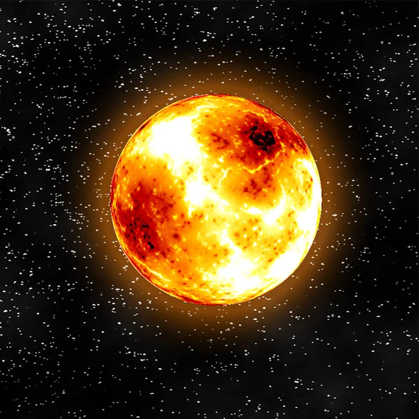 Горящее Солнце Космосе — стоковый вектор