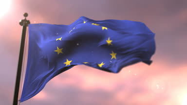 Yavaş günbatımı, döngü içinde Europe sallayarak bayrak Rüzgar