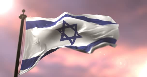 Drapeau Israël Agitant Vent Coucher Soleil Boucle Lente — Video