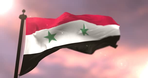 Drapeau Syrie Agitant Vent Coucher Soleil Boucle Lente — Video