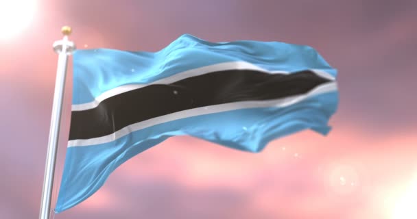 Ботсвана Прапор Махав Вітер Повільно Захід Сонця Петля — стокове відео